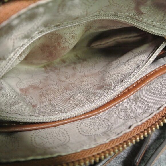 Michael Kors Brown Leather Crossbody Mini Purse Bag Small MK Handbag - Picture 13 of 13